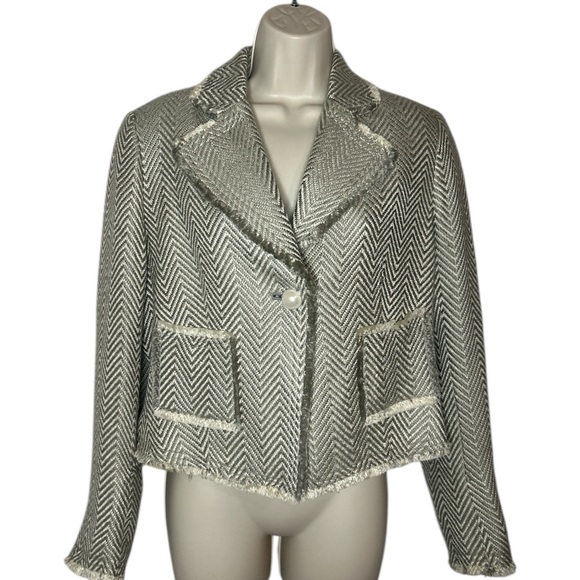 Pierre Cardin Jackets & Blazers - Pierre Cardin Women's Herringbone Blazer - Taupe and White